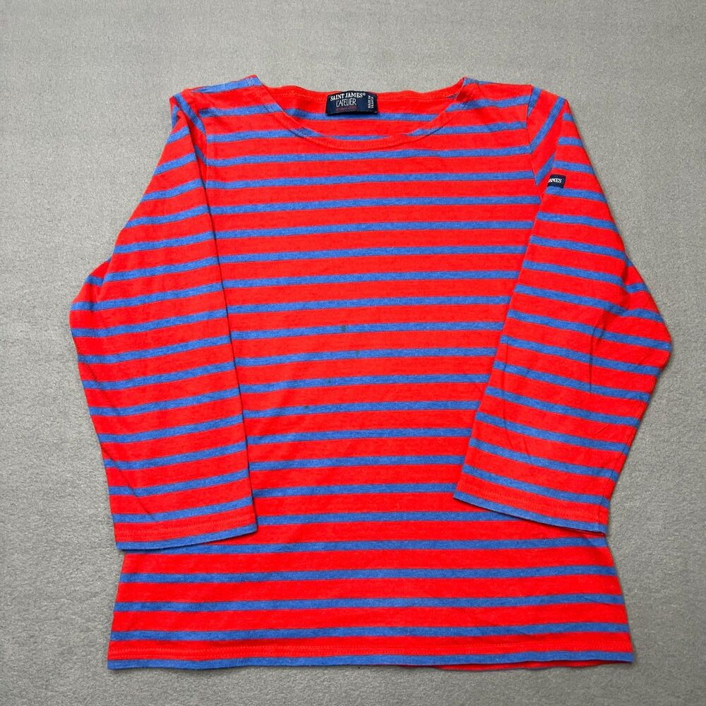 Saint James Red and Blue Striped Boatneck Cotton Top